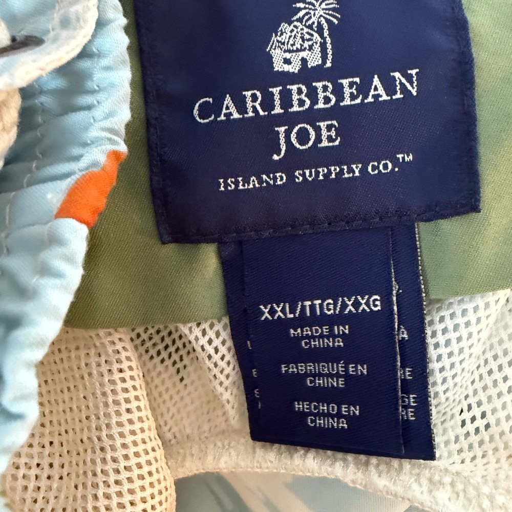 Caribbean Joe Mens XXL Swim Trunks Blue Hibiscus Surfer Cargo Board Shorts - Picture 8 of 9